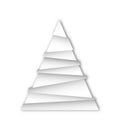 Christmas tree of white layered triangles on white background. 3D vector illustration with dropped shadow