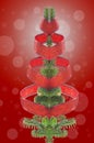 Christmas tree on white and red background Royalty Free Stock Photo
