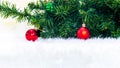 Christmas tree on white snow, light bokeh backgrounds ,Merry Christmas and happy New Year Royalty Free Stock Photo