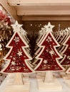 Christmas tree wooden toy decoration on the shelf for your design