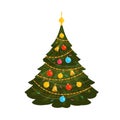 Christmas tree. Xmas concept or symbol. Cartoon vector illustration