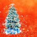 Christmas tree from the xmas lights (play with the light). Bokeh background Royalty Free Stock Photo