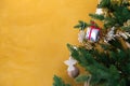 Christmas tree with yellow background