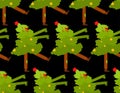 Christmas tree Zombie pattern seamless. Xmas and New Year vector background