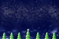 Christmas trees against the background of the starry sky. Copy space. Place for your text. New Year's banner Royalty Free Stock Photo