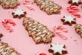 Christmas trees biscuits with candy canes.