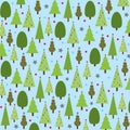 Christmas Trees on Blue Background