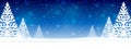 Christmas trees on blue starry background - horizontal panoramic banner for Your design
