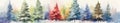 Christmas trees border, watercolor style illustration , generative AI