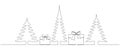 Christmas trees with boxes - hand drawing one single continuous line. Vector stock illustration isolated on white Royalty Free Stock Photo