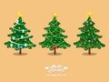 Christmas trees cartoon collection. Merry Christmas and happy ne