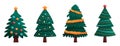 Christmas trees collection with decorations