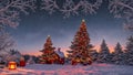 Christmas trees for decorating before New Year\'s Eve in the woods. Frost in the woods on Christmas Eve, generated AI Royalty Free Stock Photo