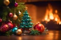 Christmas trees and decorative elements generated by ai Royalty Free Stock Photo