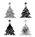 Christmas trees with drawing structure