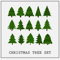 Christmas trees flat green collection