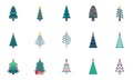 Christmas trees flat icons set Royalty Free Stock Photo