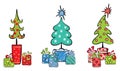 Christmas trees with gifts Royalty Free Stock Photo