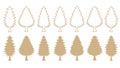 Christmas Trees Gold Collection Vintage Pine Tree Icon Set.Vector Illustration Royalty Free Stock Photo