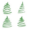 Christmas trees hand drawn set. simple abstract green shape. Scandinavian minimalistic style Royalty Free Stock Photo