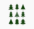 Christmas trees icons shapes set