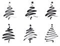 Christmas trees, line illustration