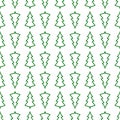 Christmas trees seamless pattern, wallpaper background gift wrapping, vector new year pattern, Christmas tree, pine green outline Royalty Free Stock Photo