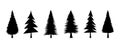 Christmas trees set. New Year\'s decorative elements of nature forest trees silhouettes. Pine, fir, spruce illustration Royalty Free Stock Photo