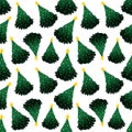 Christmas trees with shimmering lights seamless digital pattern