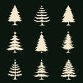 Christmas Trees Silhouettes Set Royalty Free Stock Photo