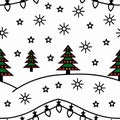 Christmas trees, snow, lights, stars, seamless pattern on the background Royalty Free Stock Photo