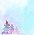 Christmas trees snowy background with space for text Royalty Free Stock Photo