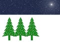Christmas Trees Snowy Night Star