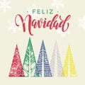 Christmas trees Spain Feliz Navidad winter holidays greeting card art