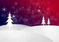 Christmas Trees standing in a snowy landscape Snowflakes Fill the Night Sky Royalty Free Stock Photo