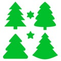 Christmas Trees and Stars Set. Vector illustration Royalty Free Stock Photo