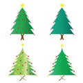 Christmas trees vector set with decorative balls and star on white background Royalty Free Stock Photo