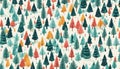 Christmas trees, winter, dear pattern illustration, bacground pattern