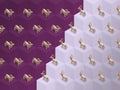 Christmas, trendy tile, pattern, isometric photography, Golden reindeers, 3D purple and pink blocks in the background, winter, aut