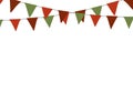 Christmas triangle bunting flags in green and red colors for your designs poster, card, invitations and greeting cards