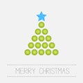 Christmas triangle tree from green buttons. Merry Royalty Free Stock Photo