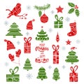 Christmas tribal design elements set. Hand drawn holiday ornamental icons.