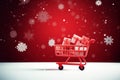 Christmas trolley shopping. Generate Ai