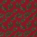 Christmas Tropical Botanical Leaf Seamless Pattern Background