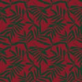 Christmas Tropical Botanical Leaf Seamless Pattern Background