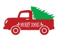 Old Vintage Truck Carrying a Christmas Tree Royalty Free Stock Photo