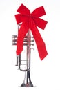 Christmas Trumpet with Bow Isolated Royalty Free Stock Photo