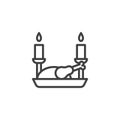 Christmas turkey dinner line icon