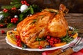 Christmas turkey. Traditional festive food for Christmas or Thanksgiving