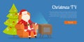 Christmas TV Calm Rest Concept Vector Illustration